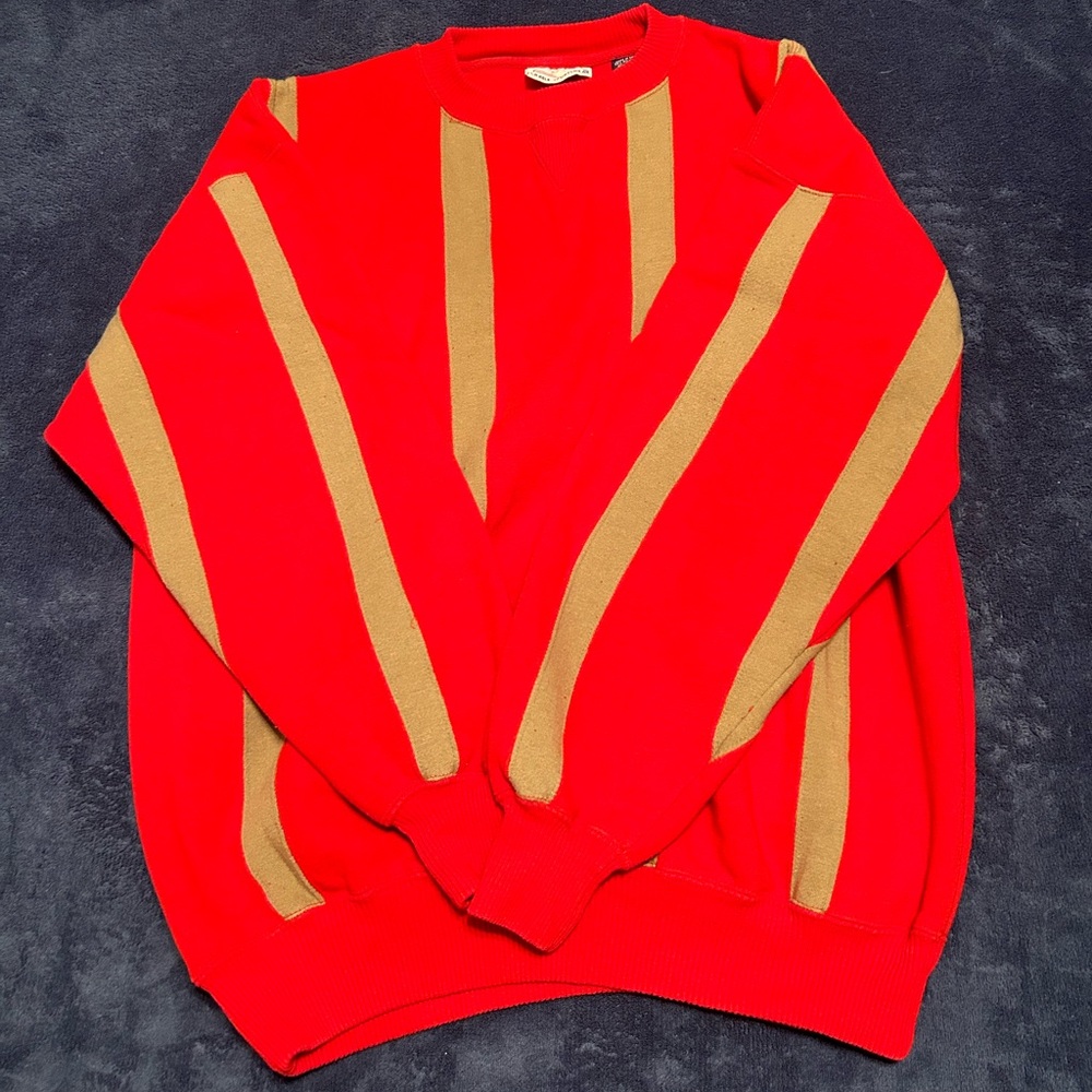 VTG CRABLE SPORTSWEAR COLORBLOCK STRIPED CREWNECK SWEATSHIRT Y2K MEDIUM